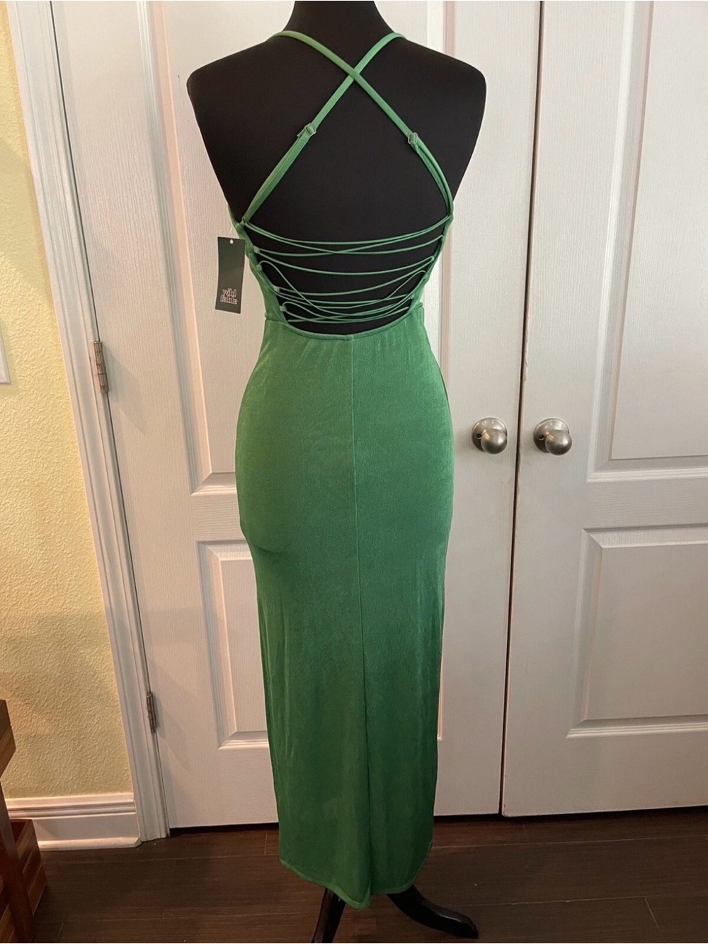 EUC Wild Fable Women's Green Sleeveless Lace-Up Elastic Back Dress // S - Picture 8 of 10
